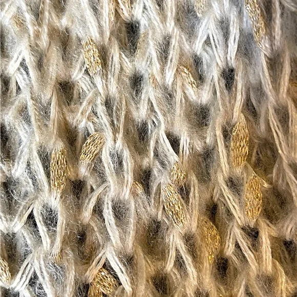 Cream Subtle Gold Metallic Threading Infinity Scarf - Picture 6 of 6